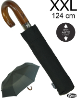 iX-brella mens class XXL mit Holzgriff - großer Herren Taschenschirm mit Auf-Zu-Automatik schwarz - 2. Wahl