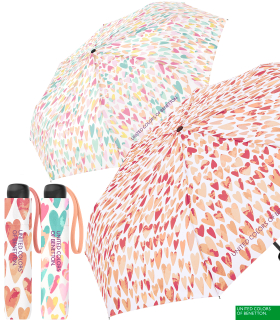 Benetton Taschenschirm Super Mini Aquarell Hearts