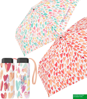 Benetton Taschenschirm Ultra Mini Flat Aquarell Hearts