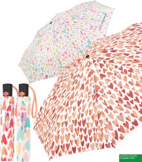 Benetton Taschenschirm Mini Automatik Aquarell Hearts