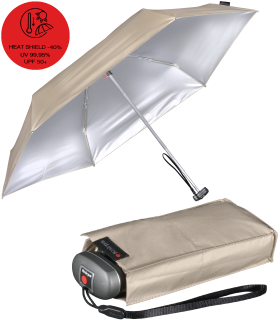 Knirps mini Taschenschirm Travel mit UV- und Hitze-Schutz - Silver Heatshield - beige