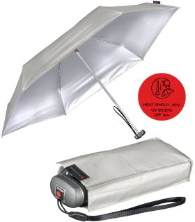 Knirps mini Taschenschirm Travel mit UV- und Hitze-Schutz - Silver Heatshield - stone