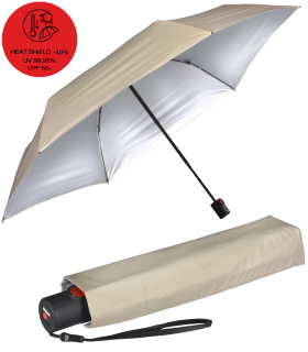 Knirps Taschenschirm U.200 Ultra Light Duomatic mit UV- und Hitzeschutz - Silver Heatshield - beige