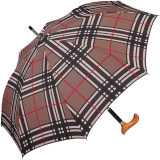 Stützschirm mit Fritzgriff aus Holz mit Automatik stabil windfest - checks brown 83 cm - 2. Wahl