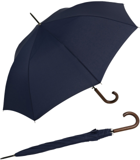 RS-Regenschirm Holzgriff groß stabil für Damen und Herren mit Automatik navy-blau - 2. Wahl