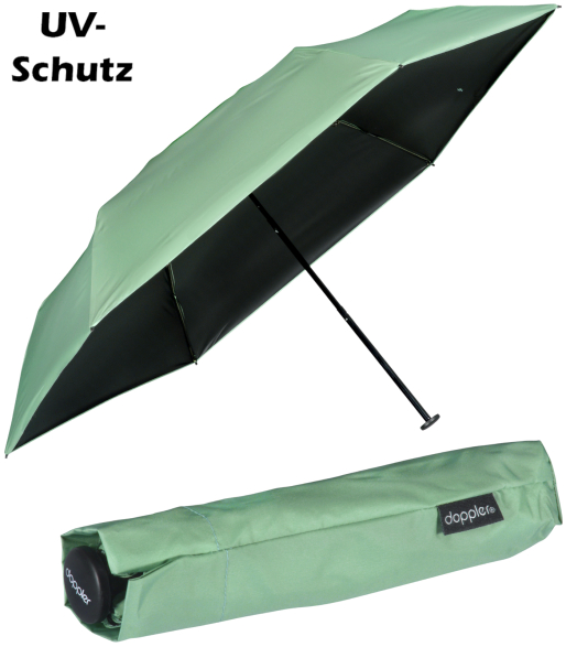 Doppler zero extrem leichter Mini Damen Taschenschirm UV-Schutz Ultra Sun - malachite green-black