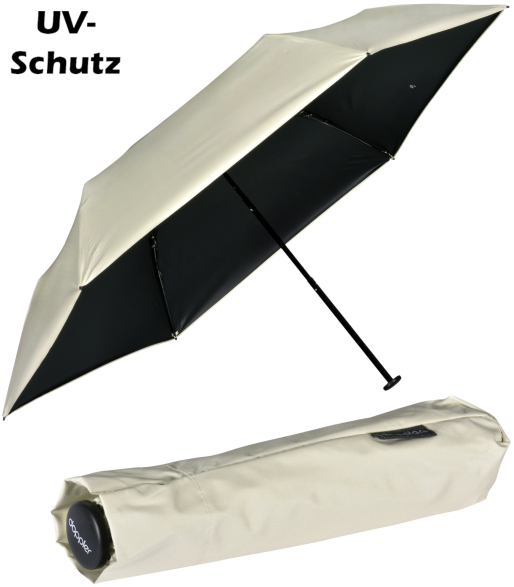 Doppler zero extrem leichter Mini Damen Taschenschirm UV-Schutz Ultra Sun - macadamia beige-black