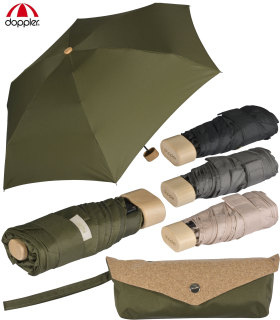 Doppler Nature Mini Cork Regenschirm mit Tasche - extem leicht und klein