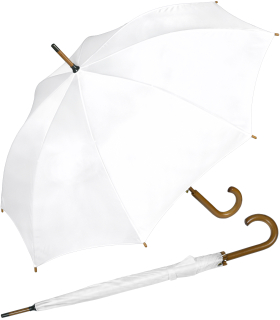 Regenschirm Holzstock groß stabil für Damen und Herren mit Automatik weiß
