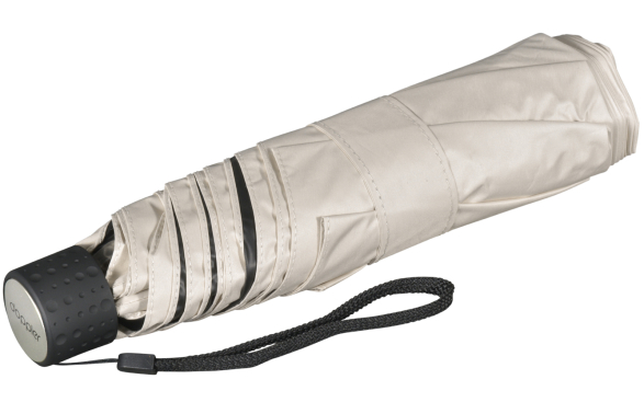 Doppler Regenschirm Mini Taschenschirm Havanna Stick mit UV- und Hitzeschutz - macadamia beige-black