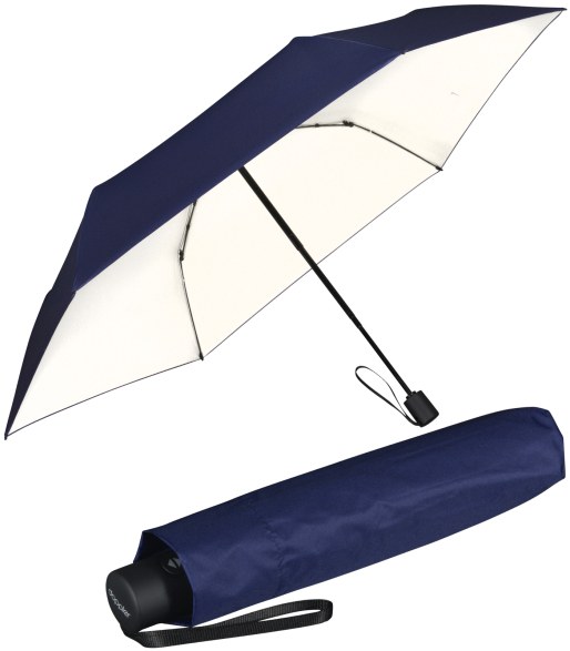 Doppler zero magic mini Damen Taschenschirm mit Auf-Zu-Automatik und UV- und Hitzeschutz - navy-ivory