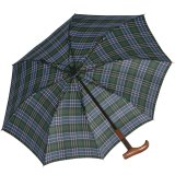 iX-brella Stützschirm mit Holzgriff - höhenverstellbar extra stabil - Karo blau-grün