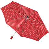 Knirps Mini Taschenschirm Slim Duomatic im Neopren-Case gepunktet - Polka Dots rot - 2. Wahl
