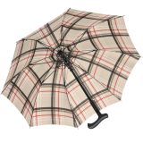 Doppler stabiler Stützschirm mit Fritzgriff Karo - beige - 82 cm