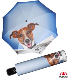 Doppler Damen Taschenschirm modern Art mit Auf-Zu-Automatik Magic Mini Daily Dog