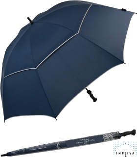 Falcone® XXL 140cm Riesen-Golfschirm mit starkem doppeltem Glasfibergestell - navy - 2. Wahl