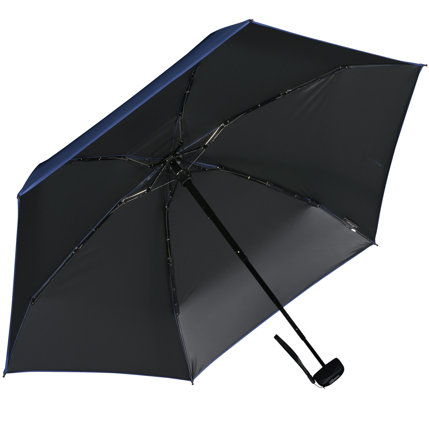 iX-brella Super Mini Sonnen-Regenschirm mit UV- und Hitzeschutz - black coating - blue
