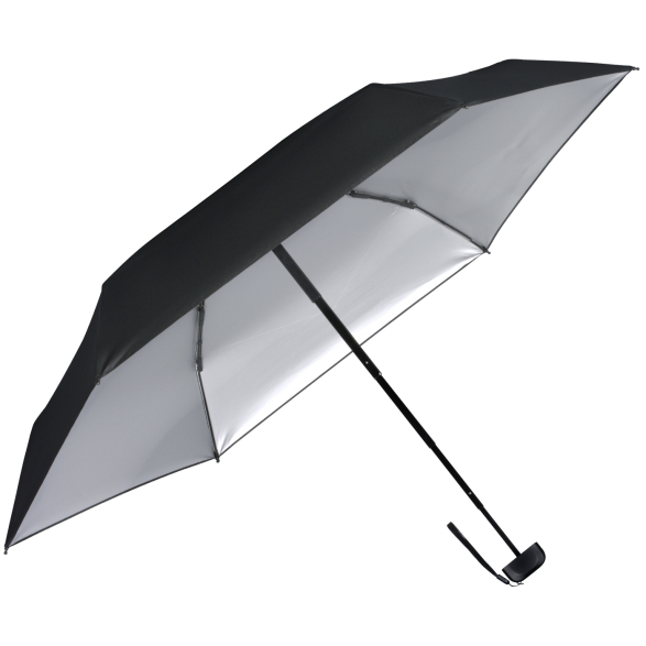 iX-brella Super Mini Sonnen-Regenschirm mit UV- und Hitzeschutz - silver coating - black