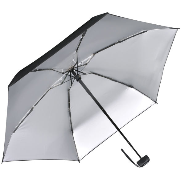 iX-brella Super Mini Sonnen-Regenschirm mit UV- und Hitzeschutz - silver coating - black