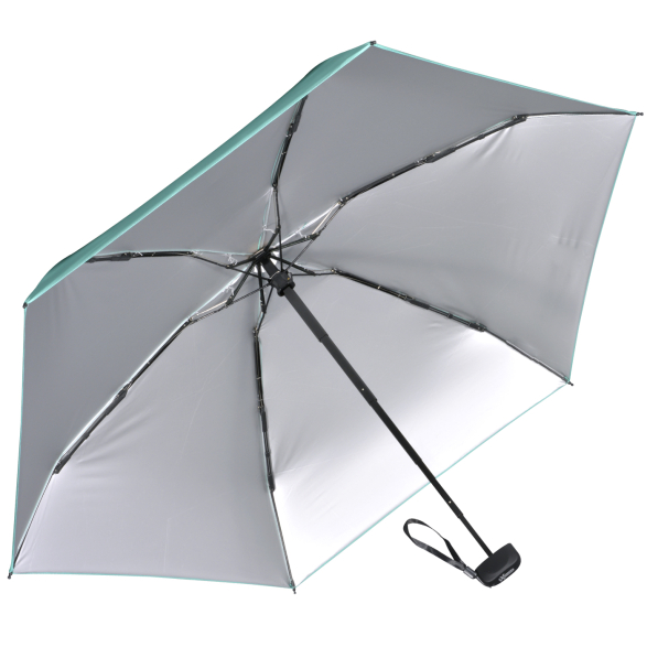 iX-brella Super Mini Sonnen-Regenschirm mit UV- und Hitzeschutz - silver coating - mint