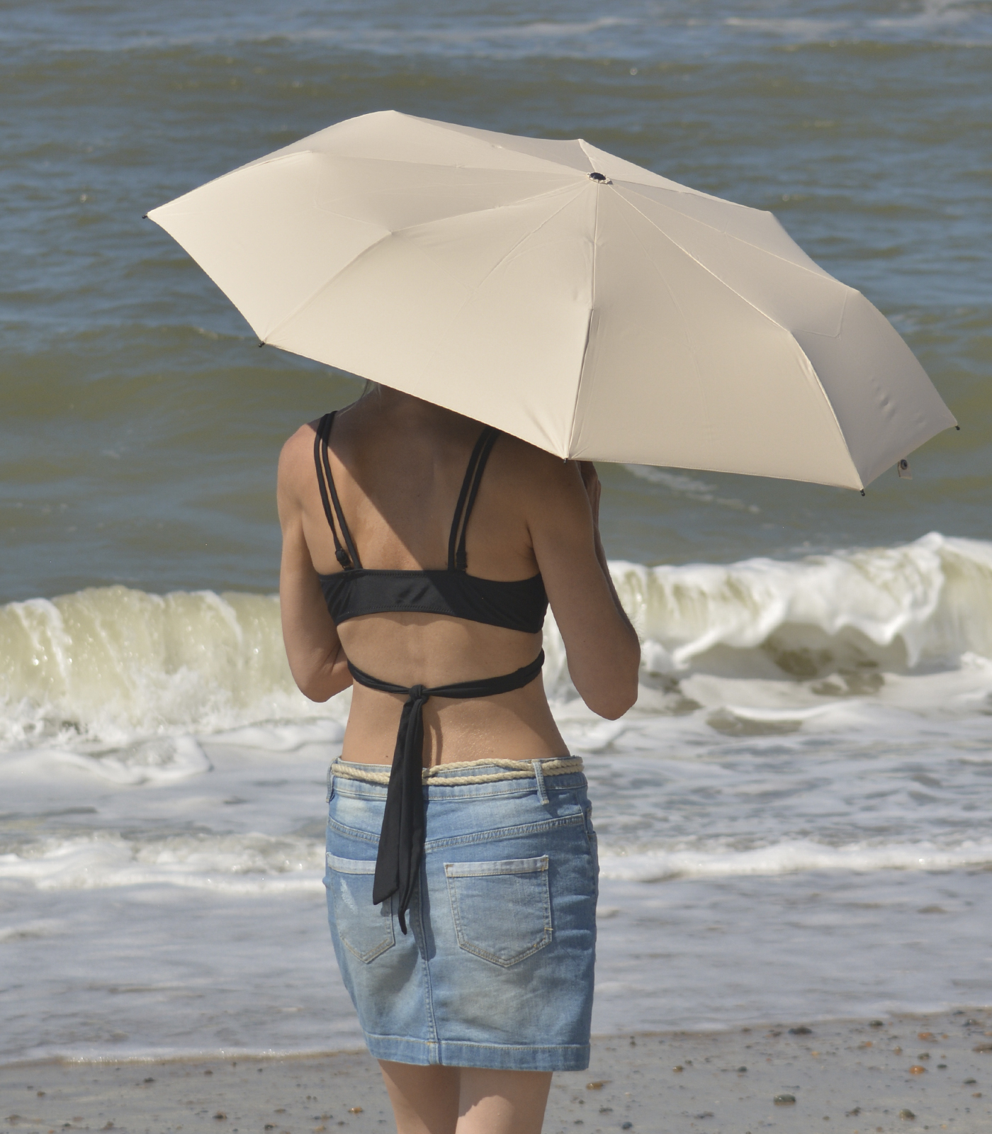 iX-brella City Trekking Sonnen-Regenschirm mit extra langem Stock mit UV- und Hitzeschutz - black coating - blue