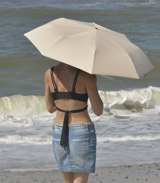 iX-brella City Trekking Sonnen-Regenschirm mit extra langem Stock mit UV- und Hitzeschutz - black coating - blue