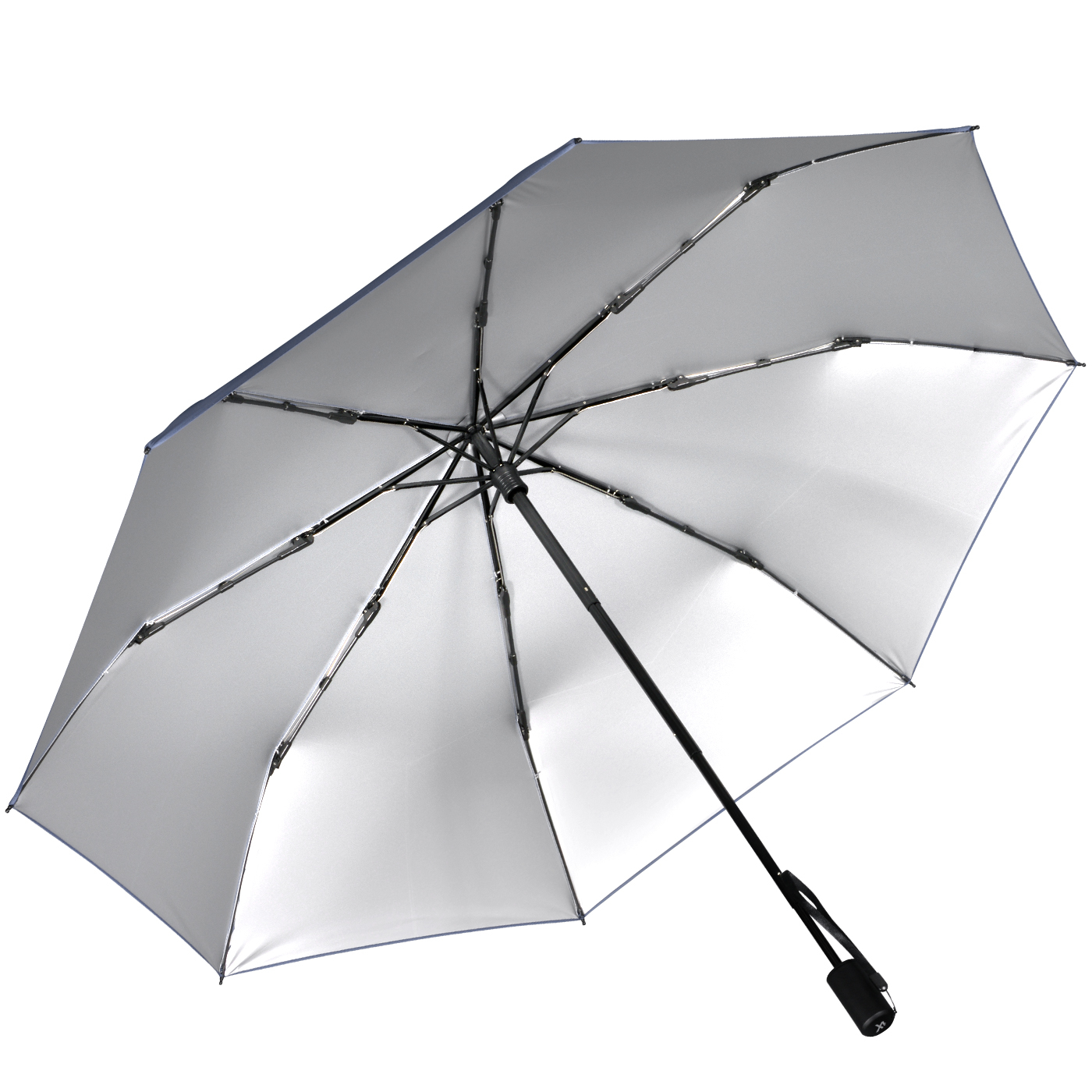 iX-brella City Trekking Sonnen-Regenschirm mit extra langem Stock mit UV- und Hitzeschutz - silver coating - blue