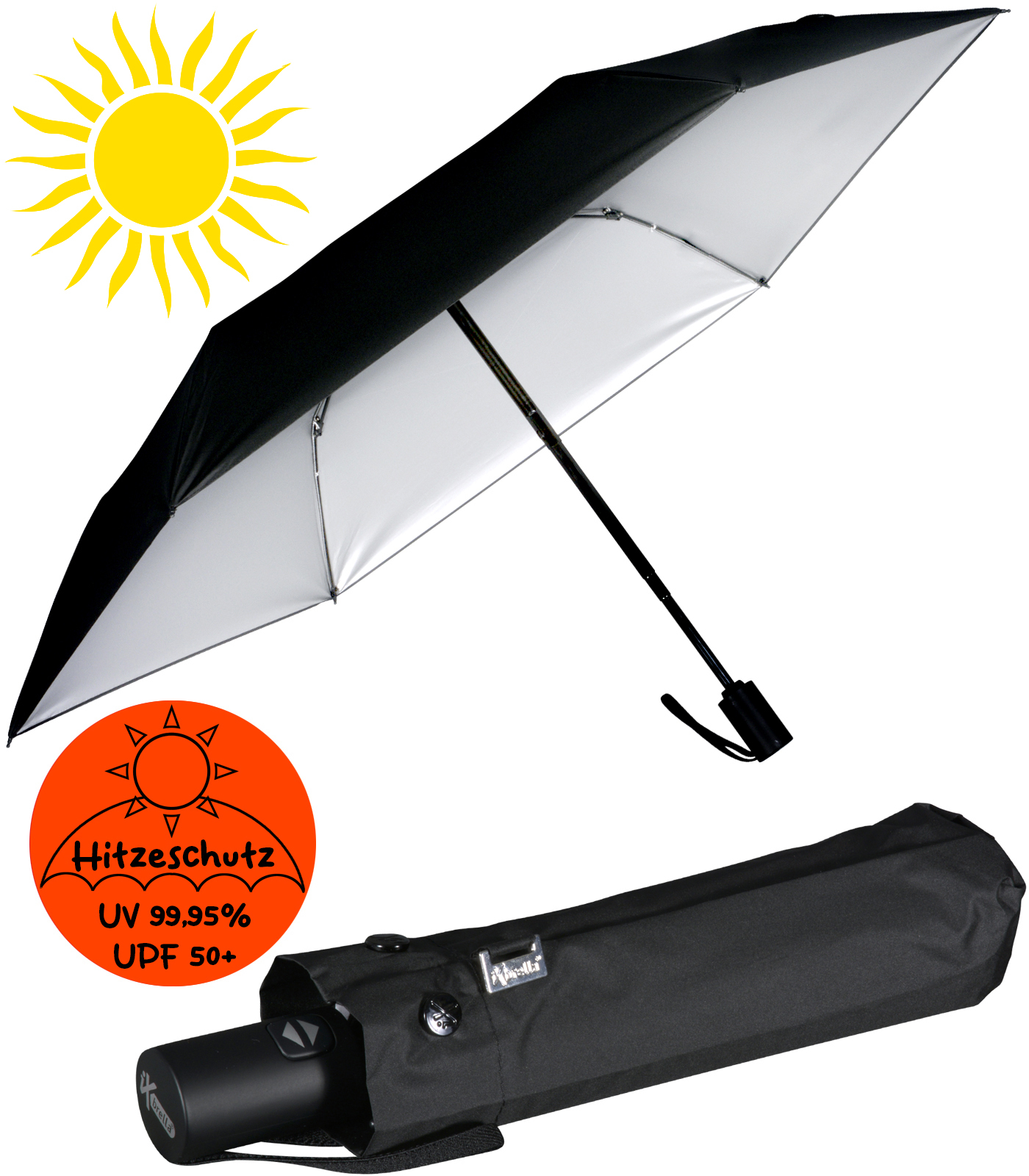 iX-brella Mini Sonnen-Regenschirm mit Auf-Zu-Automatik...