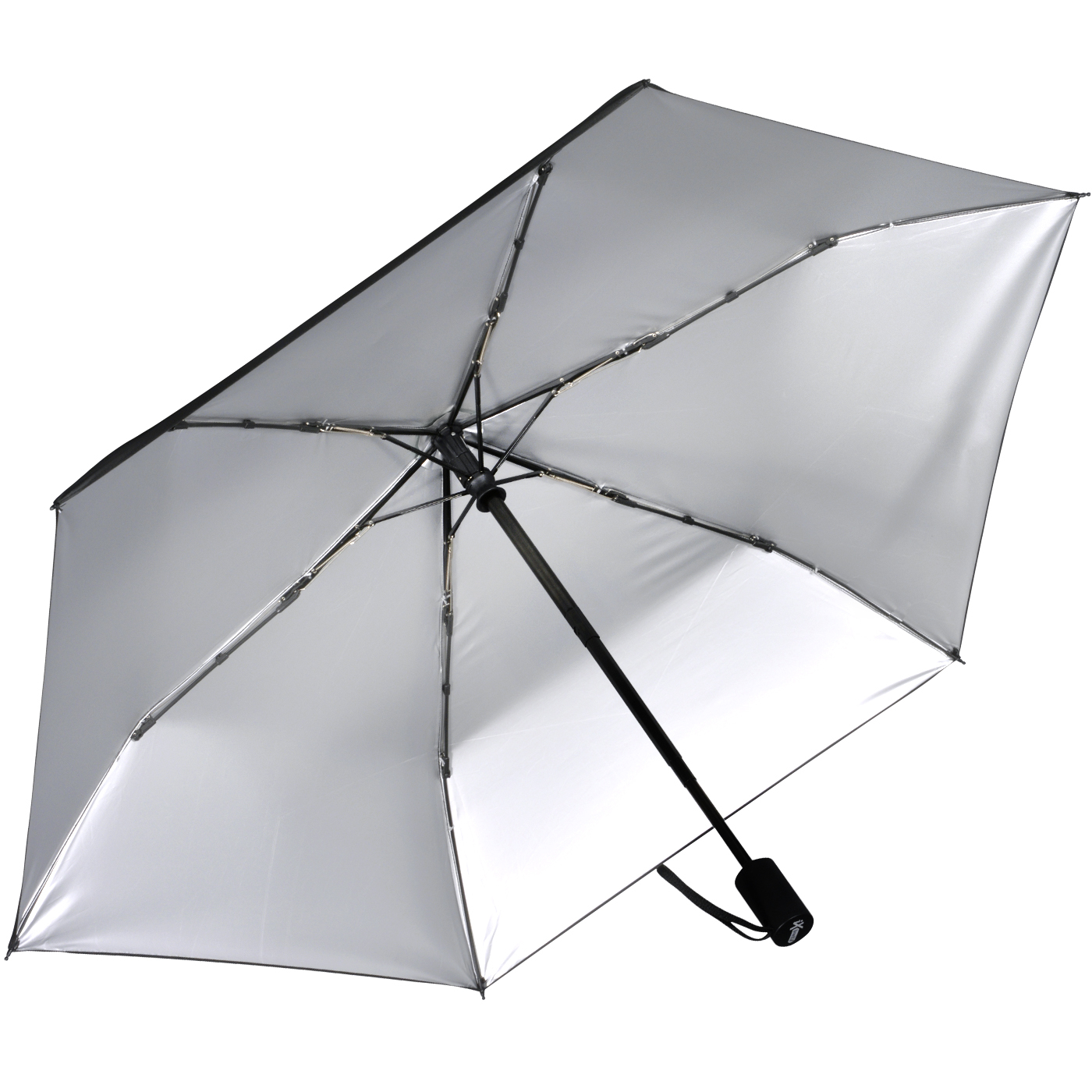 iX-brella Mini Sonnen-Regenschirm mit Auf-Zu-Automatik mit UV- und Hitzeschutz - silver coating - black