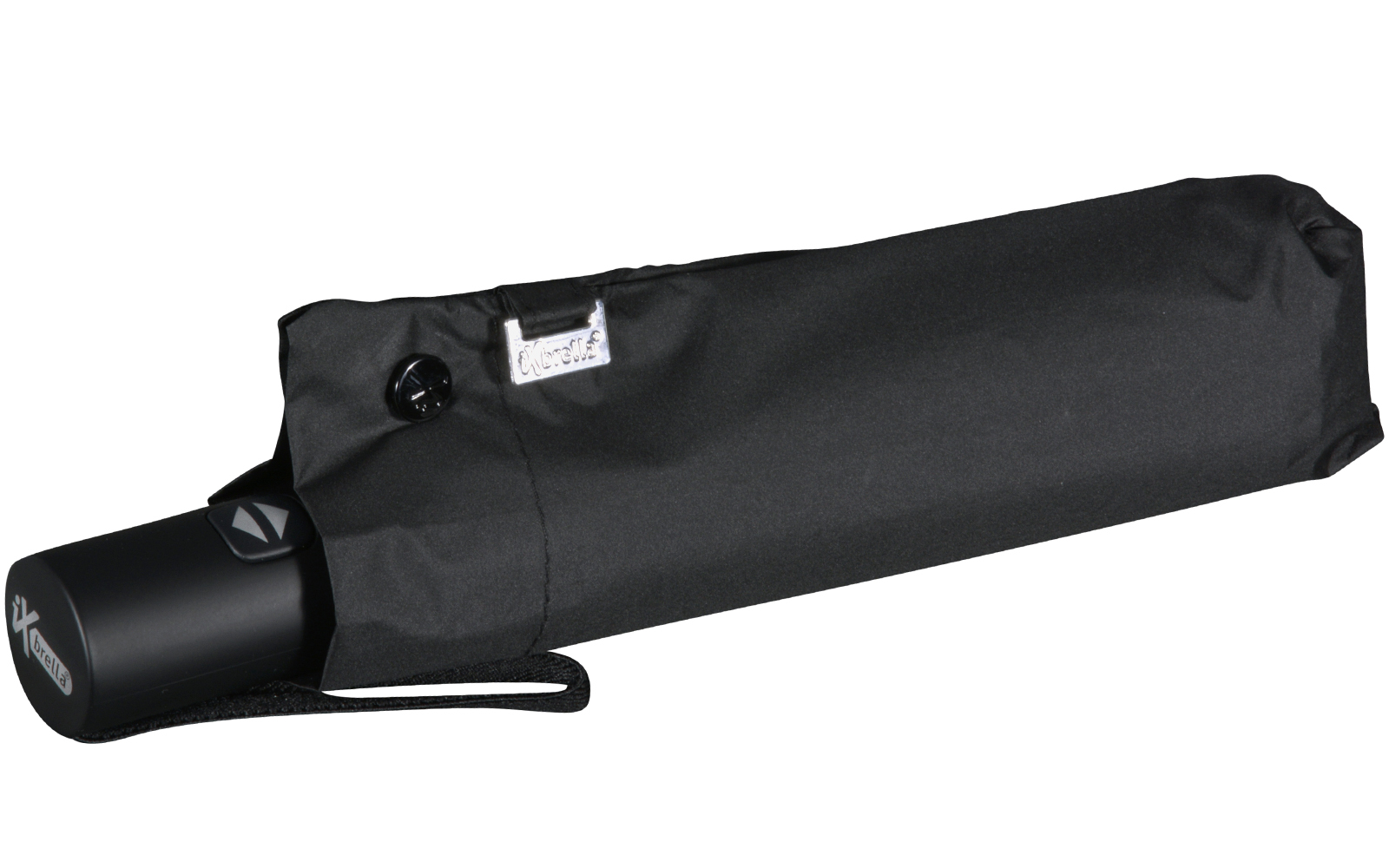 iX-brella Mini Sonnen-Regenschirm mit Auf-Zu-Automatik mit UV- und Hitzeschutz - silver coating - black
