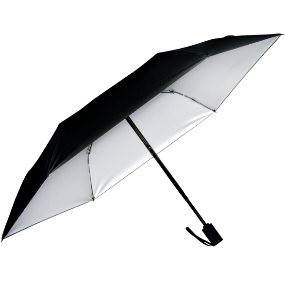 iX-brella Mini Sonnen-Regenschirm mit Auf-Zu-Automatik mit UV- und Hitzeschutz - silver coating - black