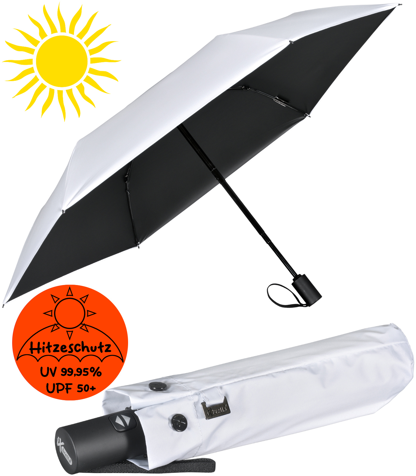 iX-brella Mini Sonnen-Regenschirm mit Auf-Zu-Automatik...