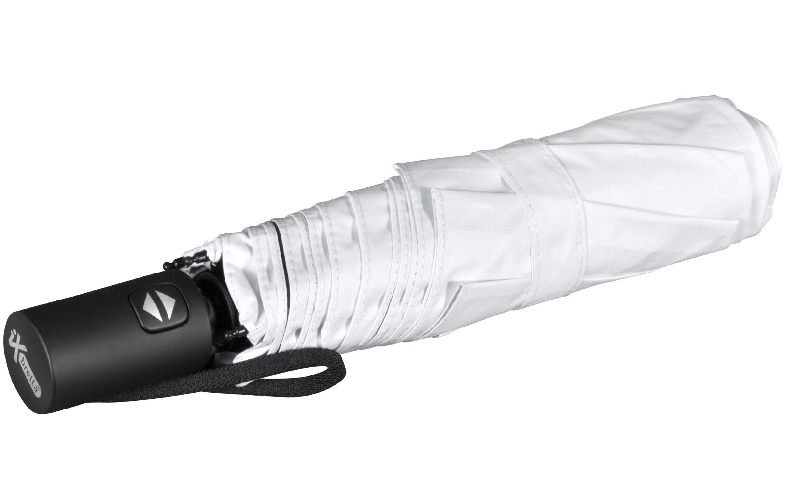 iX-brella Mini Sonnen-Regenschirm mit Auf-Zu-Automatik mit UV- und Hitzeschutz - black coating - white