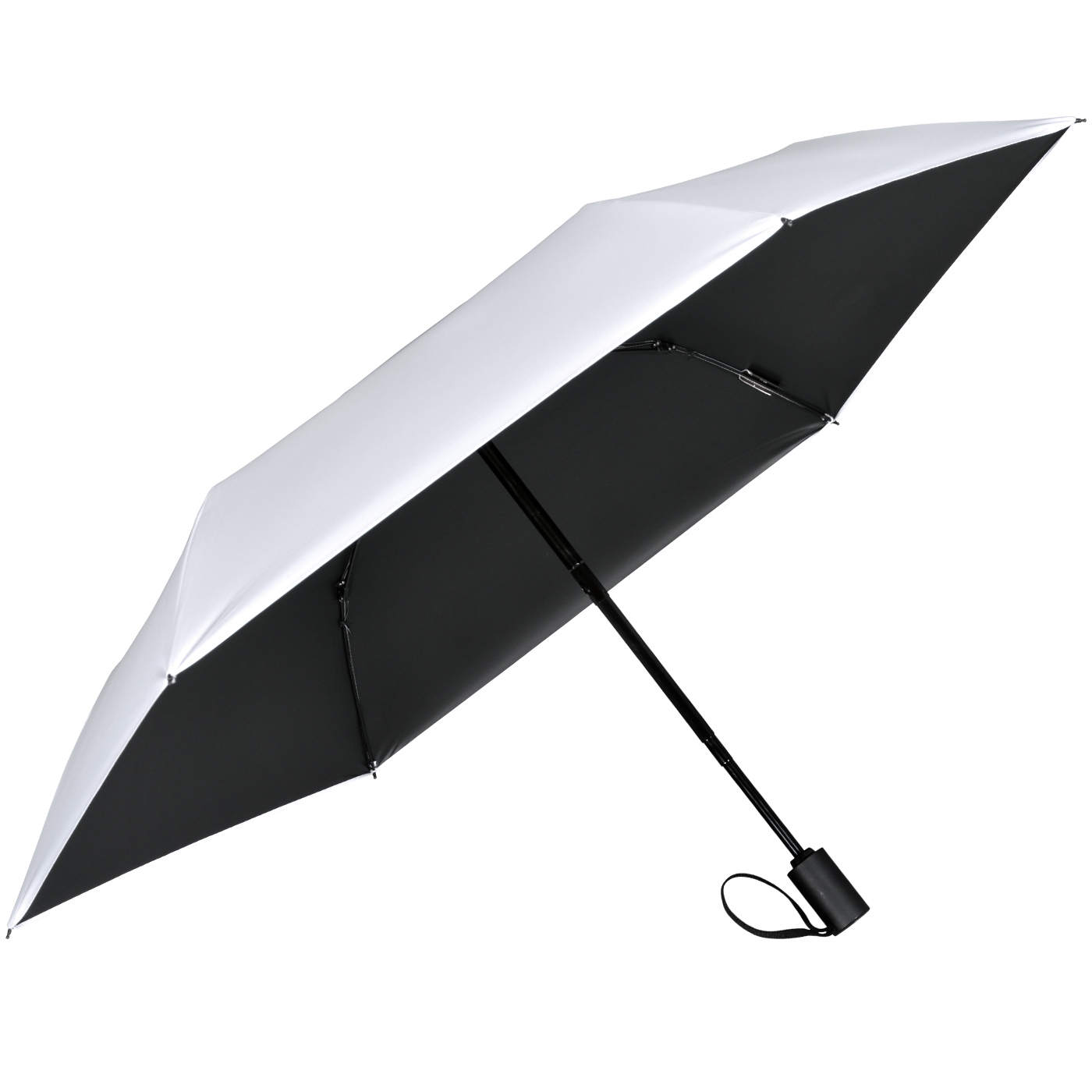 iX-brella Mini Sonnen-Regenschirm mit Auf-Zu-Automatik mit UV- und Hitzeschutz - black coating - white