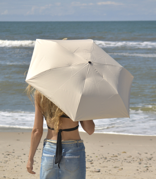 iX-brella Mini Sonnen-Regenschirm mit Auf-Zu-Automatik mit UV- und Hitzeschutz - black coating - white