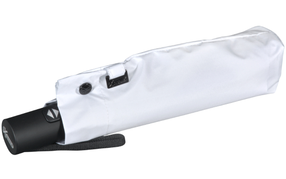 iX-brella Mini Sonnen-Regenschirm mit Auf-Zu-Automatik mit UV- und Hitzeschutz - black coating - white