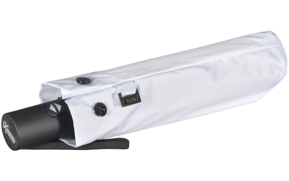 iX-brella Mini Sonnen-Regenschirm mit Auf-Zu-Automatik mit UV- und Hitzeschutz - black coating - white