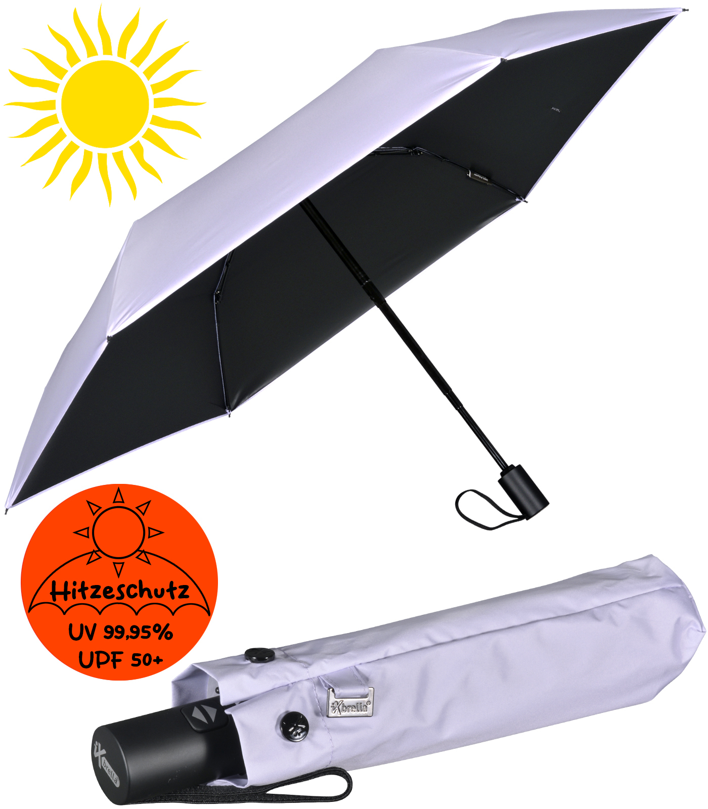 iX-brella Mini Sonnen-Regenschirm mit Auf-Zu-Automatik...