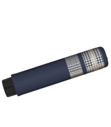 Doppler Mini Taschenschirm Havanna sturmfest leicht - Timeless Hahnentritt Navy