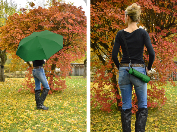 iX-brella Trekking Taschenschirm XL mit Umhängetasche - dark green
