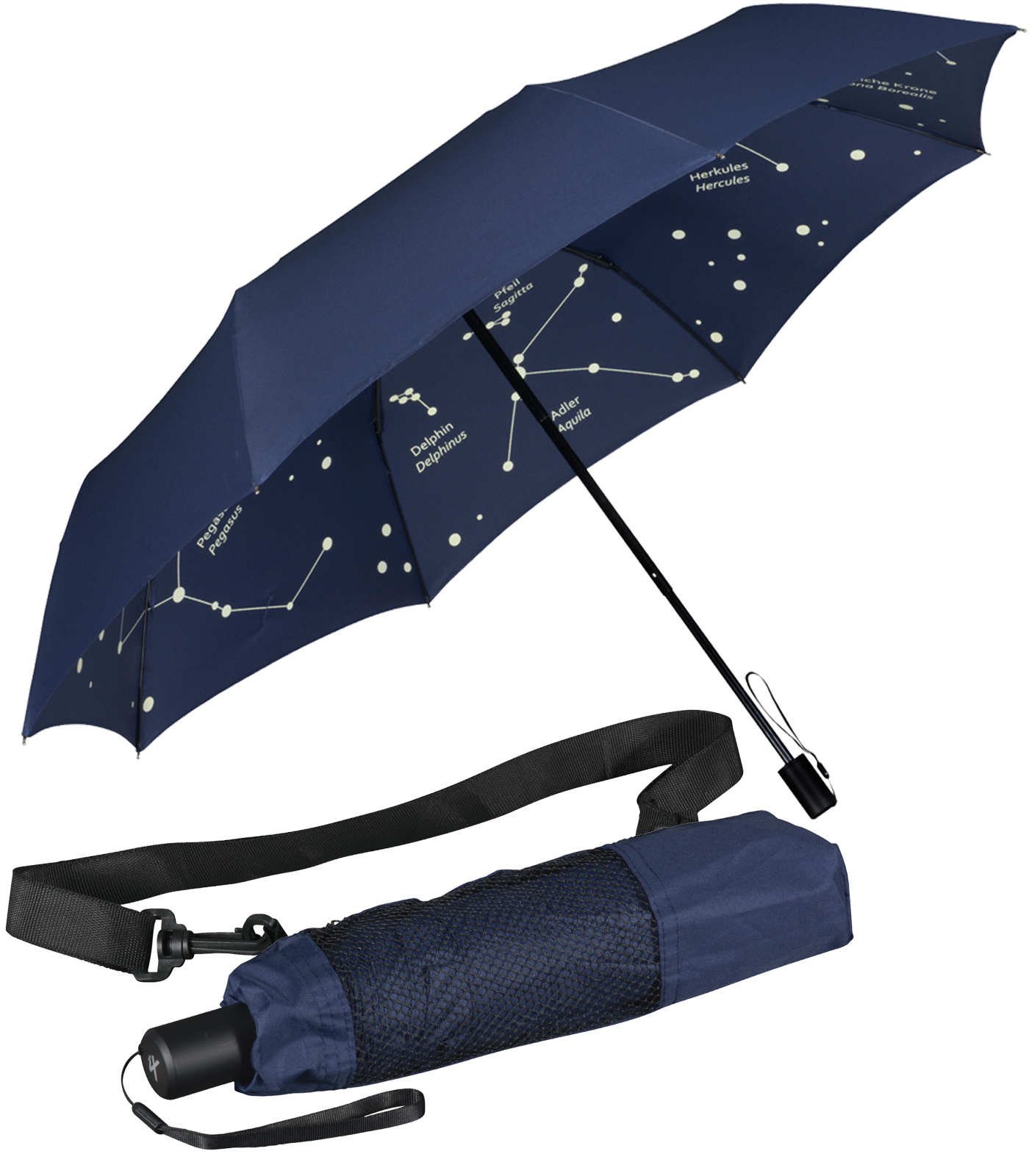 iX-brella Trekking Taschenschirm XL mit Umhängetasche - Astro Sternenhimmel