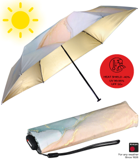 Knirps Taschenschirm US.050 Ultra Light Slim Manual mit UV- und Hitzeschutz - Gold Heatshield - Marbled