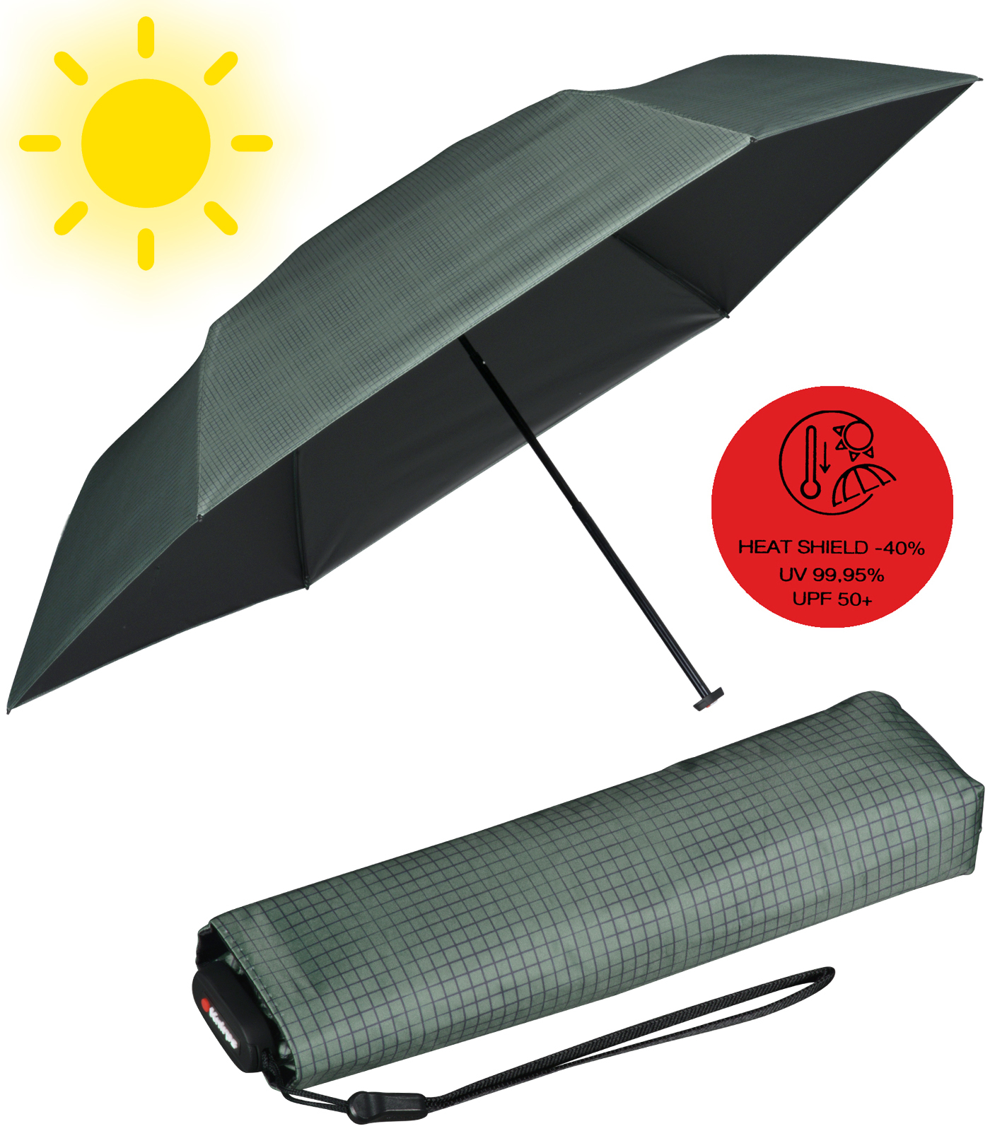 Knirps Taschenschirm US.050 Ultra Light Slim Manual mit UV- und Hitzeschutz - Mosaik Agave