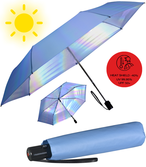 Knirps Mini Slim Duomatic UV-Schutz mit irisierender Beschichtung - blue