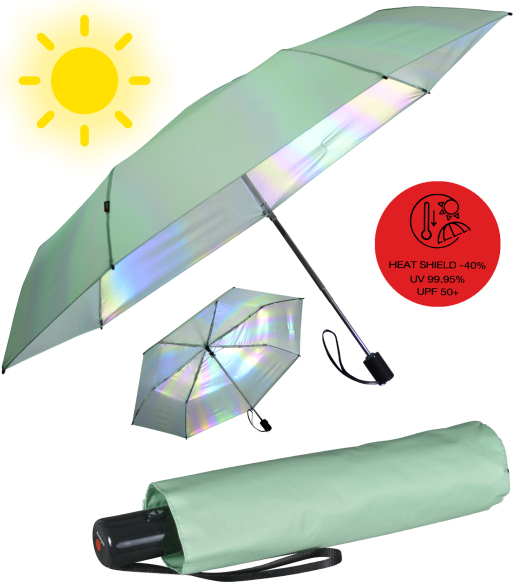 Knirps Mini Slim Duomatic UV-Schutz mit irisierender Beschichtung - mint