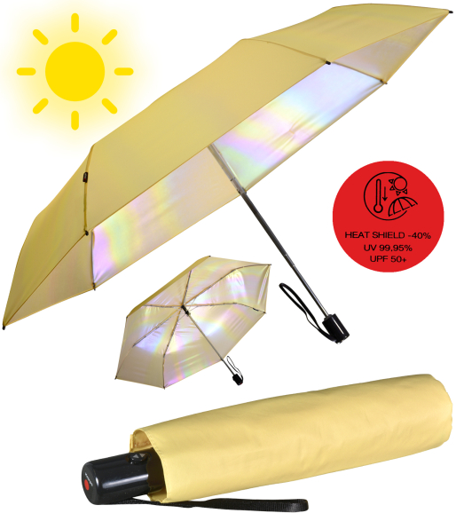 Knirps Mini Slim Duomatic UV-Schutz mit irisierender Beschichtung - vanilla