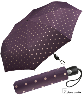 Pierre Gardin Taschenschirm Auf-Zu Automatik Metallic Dots plum