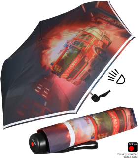 Knirps Kinder-Taschenschirm 4Kids reflective mit Reflexborte - Feuerwehr