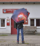 Knirps Kinder-Taschenschirm 4Kids reflective mit Reflexborte - Feuerwehr