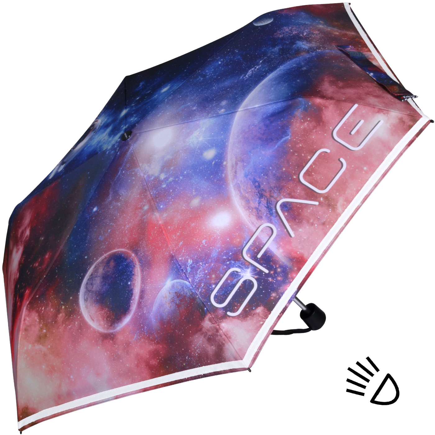 Knirps Kinder-Taschenschirm 4Kids reflective mit Reflexborte - Space
